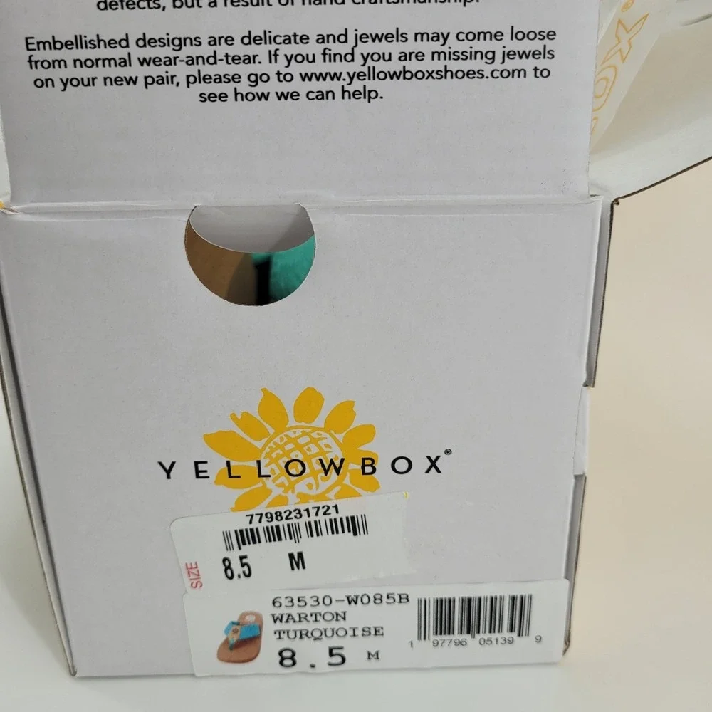 Yellow Box Warton Turquoise Fabric Platform Flip Flop Sandals Womens 8.5 M NEW - Picture 10 of 10